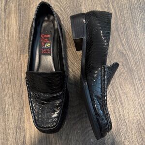 Vintage Black Snakeskin Loafers